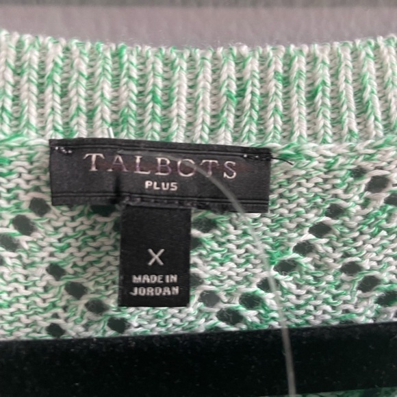 NWOT Talbots Cotton Linen Pointelle Sweater Marled Pastel Green. Size X - Picture 4 of 8